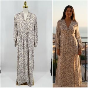 Natalie Martin 100% Silk Danika Orchid Print Maxi Wrap Dress Boho